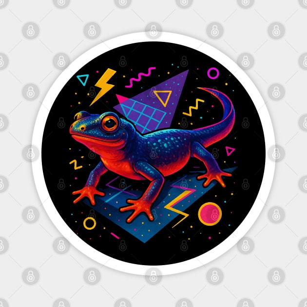 Retro Neon Fire Bellied Newt Magnet by Reptiq's Store